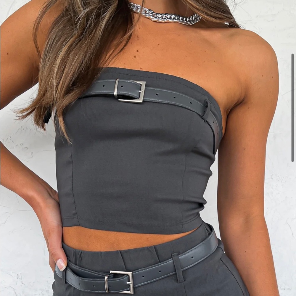 White fox Buckled Tube Top
